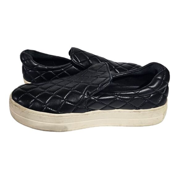 J/SLIDES Black Leather Quilted Slip‎ On Sneakers - Size 8 1/2 - Picture 3 of 8